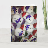 “Glitterende Sneeuwmannen" Kerstkaart Kaart (Voorkant)