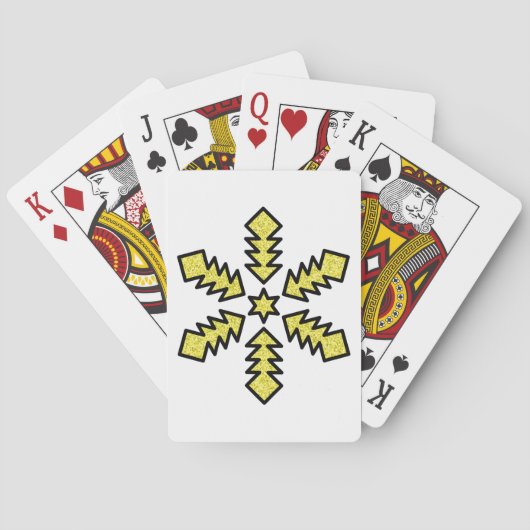 Glitterende Sneeuwvlok - Gele Ster Pokerkaarten (Achterkant)