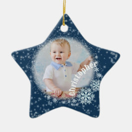 Glitterende sneeuwvlokken Blue Star Ornament