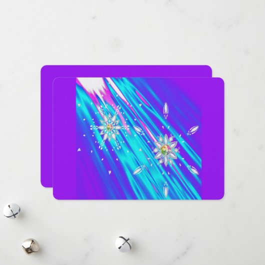 Glitterende sneeuwvlokken feestdagenkaart (Voorkant / Achterkant in situ)