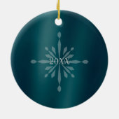 Glitterende sneeuwvlokken Foto Groen Ornament (Achterkant)