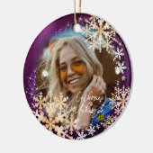 Glitterende sneeuwvlokken Foto Magenta Ornament (Links)