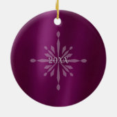 Glitterende sneeuwvlokken Foto Magenta Ornament (Achterkant)