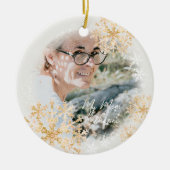 Glitterende sneeuwvlokken Foto Wit Ornament (Voorkant)