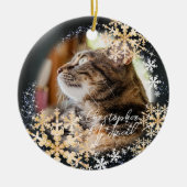 Glitterende sneeuwvlokken Foto Zwart Ornament (Voorkant)