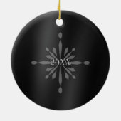 Glitterende sneeuwvlokken Foto Zwart Ornament (Achterkant)