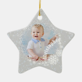 Glitterende Sneeuwvlokken Grey Star Ornament