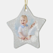Glitterende Sneeuwvlokken Grey Star Ornament (Links)