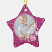 Glitterende sneeuwvlokken Wijnrode ster Ornament (Links)
