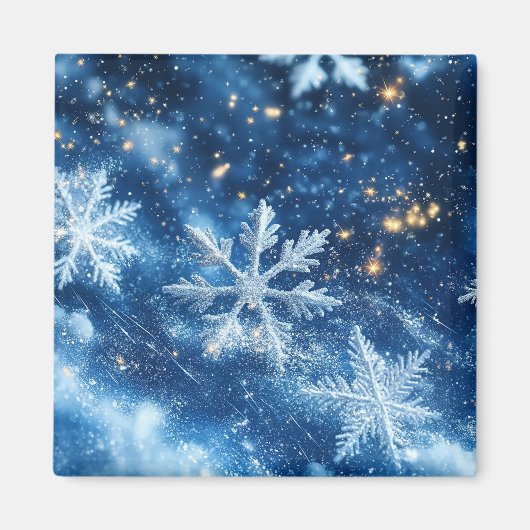 Glitterende Sneeuwvlokken Winter Kerstmis Magneet (Voorkant)