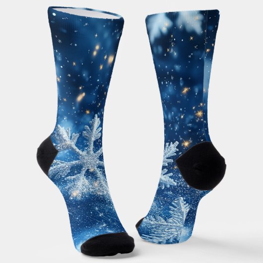 Glitterende Sneeuwvlokken Winter Kerstmis Sokken (Gebogen)