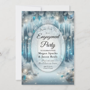 Glitterende Snowy Forest Engagement Party Kaart