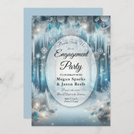 Glitterende Snowy Forest Engagement Party Kaart