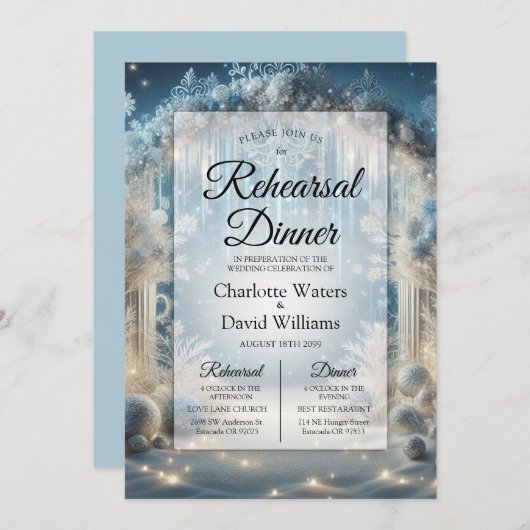 Glitterende Snowy Forest repetitie diner Kaart (Voorkant / Achterkant)