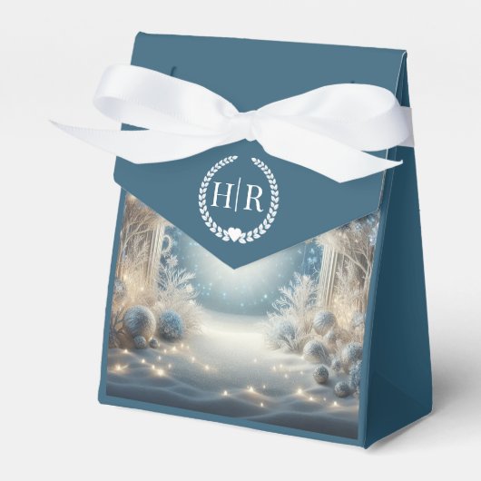 Glitterende Snowy Forest Wedding Bedankdoosjes (Voorkant Zijde)