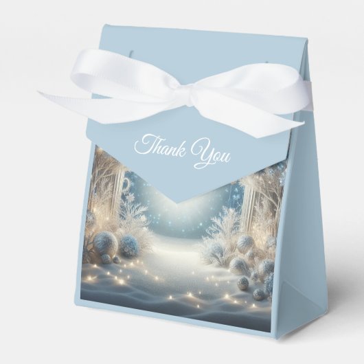 Glitterende Snowy Forest Wedding Bedankdoosjes (Voorkant Zijde)