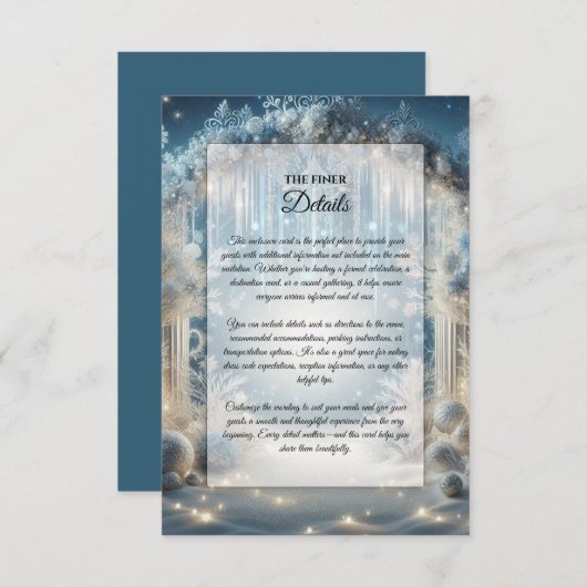 Glitterende Snowy Forest Wedding Informatiekaartje (Voorkant / Achterkant)