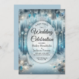 Glitterende Snowy Forest Wedding Kaart