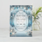 Glitterende Snowy Forest Wedding Kaart (Staand voorkant)