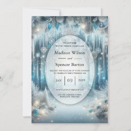 Glitterende Snowy Forest Wedding Kaart
