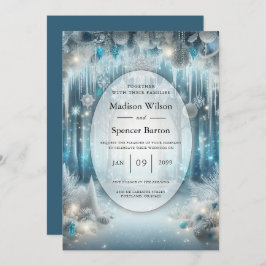 Glitterende Snowy Forest Wedding Kaart