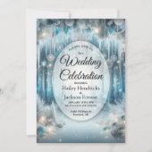 Glitterende Snowy Forest Wedding Kaart (Voorkant)
