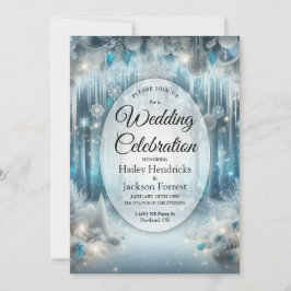 Glitterende Snowy Forest Wedding Kaart