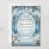 Glitterende Snowy Forest Wedding Kaart (Voorkant)