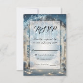 Glitterende Snowy Forest Wedding RSVP Kaartje (Voorkant)