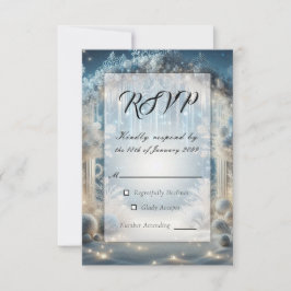 Glitterende Snowy Forest Wedding RSVP Kaartje