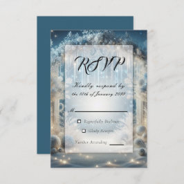 Glitterende Snowy Forest Wedding RSVP Kaartje