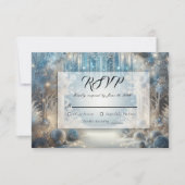 Glitterende Snowy Forest Wedding RSVP Kaartje (Voorkant)