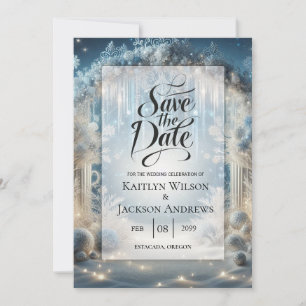 Glitterende Snowy Forest Wedding Save The Date