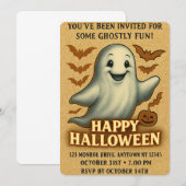 Glitterende spook Halloween-feest Kaart (Voorkant / Achterkant)