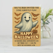 Glitterende spook Halloween-feest Kaart (Staand voorkant)
