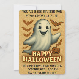 Glitterende spook Halloween-feest Kaart