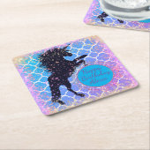 Glitterende Ster Droomachtige Eenhoring Verjaardag Kartonnen Onderzetters (Schuin)