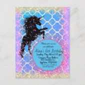 Glitterende Ster Whimsical Eenhoorn Custom Briefkaart (Voorkant)
