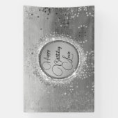 Glitterende sterren op zilver verjaardagsaanduidin spandoek (Verticaal)