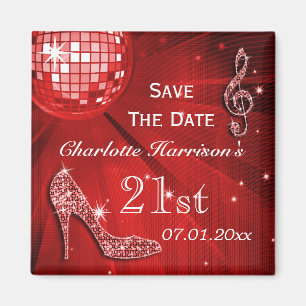 Glitterende Stiletto Hak 21e Verjaardag Save The D Magneet