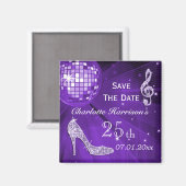 Glitterende Stiletto Hak 25e Verjaardag Save The D Magneet (Voorkant / Achterkant)
