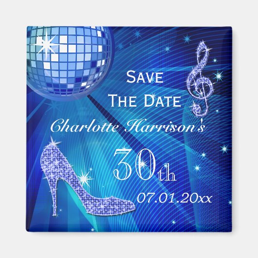 Glitterende Stiletto Hak 30e Verjaardag Save The D Magneet (Voorkant)