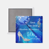 Glitterende Stiletto Hak 50e Verjaardag Save The D Magneet (Voorkant / Achterkant)