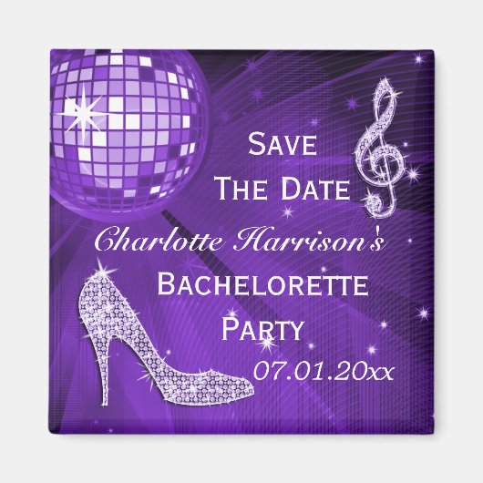 Glitterende Stiletto Hak Bachelorette Save The Dat Magneet (Voorkant)