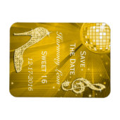 Glitterende Stiletto Hak Sweet 16 Save The Date Magneet (Horizontaal)