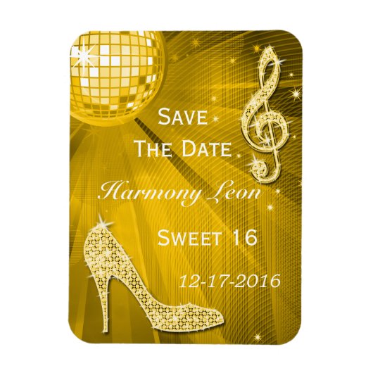 Glitterende Stiletto Hak Sweet 16 Save The Date Magneet (Verticaal)