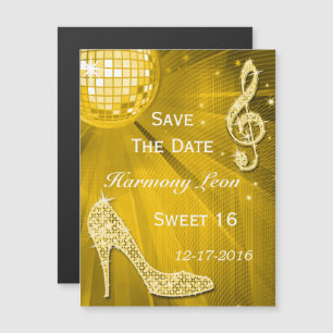 Glitterende Stiletto Hiel Sweet 16 Bewaar de Datum Magnetische Uitnodiging