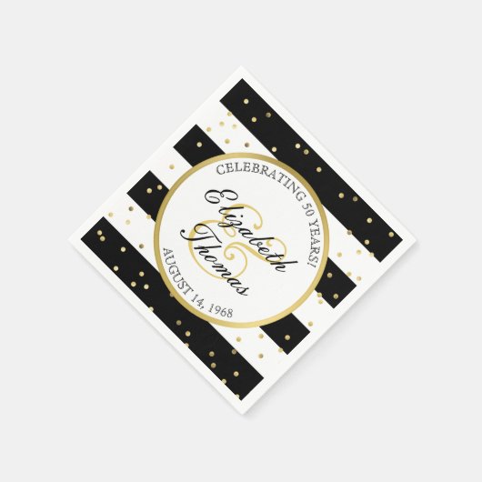 Glitterende Strepen | 50ste huwelijksverjaardag Servetten (Hoek)