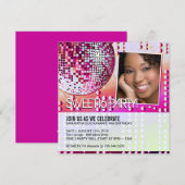 Glitterende Sweet Sixteen Disco Bal Uitnodiging (Voorkant / Achterkant)