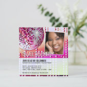 Glitterende Sweet Sixteen Disco Bal Uitnodiging (Staand voorkant)
